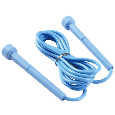 Bleu en acier pesé de corde à sauter de PVC de corde à sauter de câble de sport de vitesse
