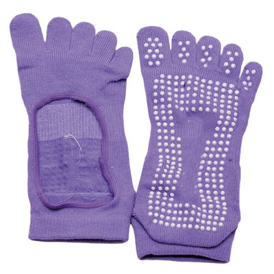 Le coton a tricoté l'anti yoga de glissement cogne le point 5 Toe Yoga Grip Socks de gymnastique